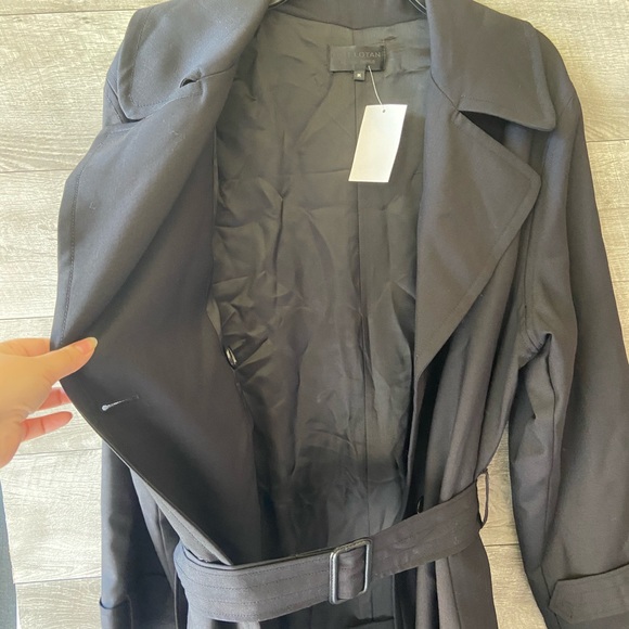 Nili Lotan matland frayed wool black trench coat - Picture 5 of 16